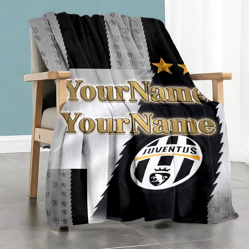 Juventus Customize Text Blanket Cozy Personalized Blanket Warmthful Decor for Chair Home Decor Bed Sofa for All Occasions