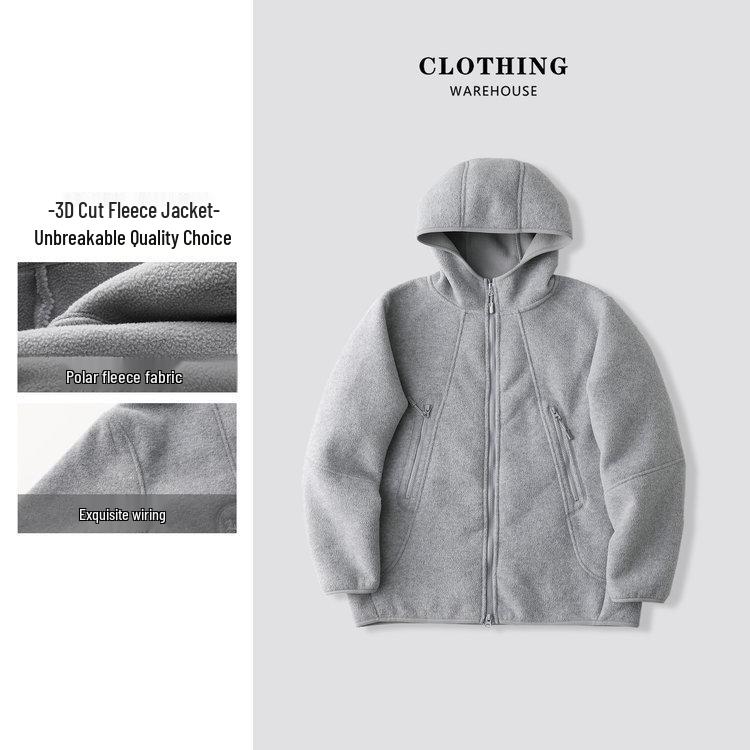Men s Trendy Solid Color Double-Sided Fleece Hooded Jacket - Warm Winter Casual Outerwear XL