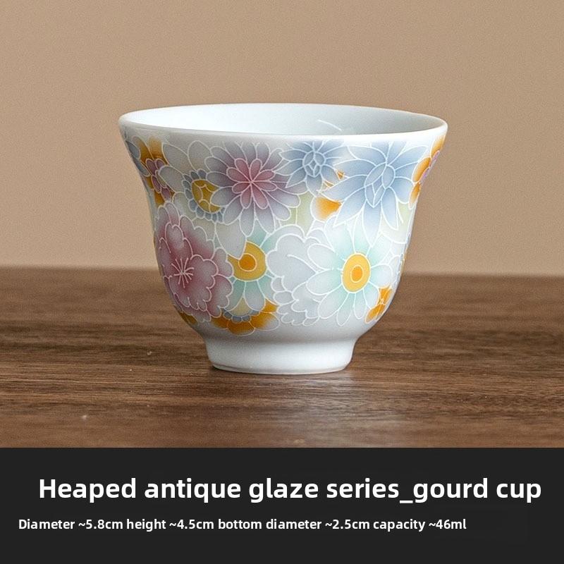 Antique glazed ten thousand flower gourd cup ceramic household teacup personal special master cup tea cup