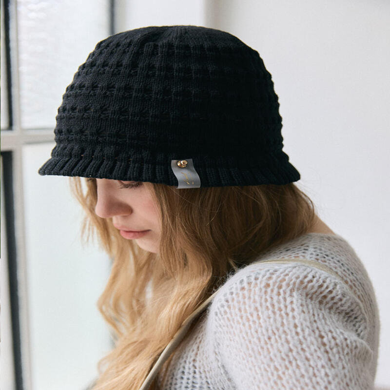 Cotton Summer Women s Knit Beanie Crochet Hat Black CH031 black