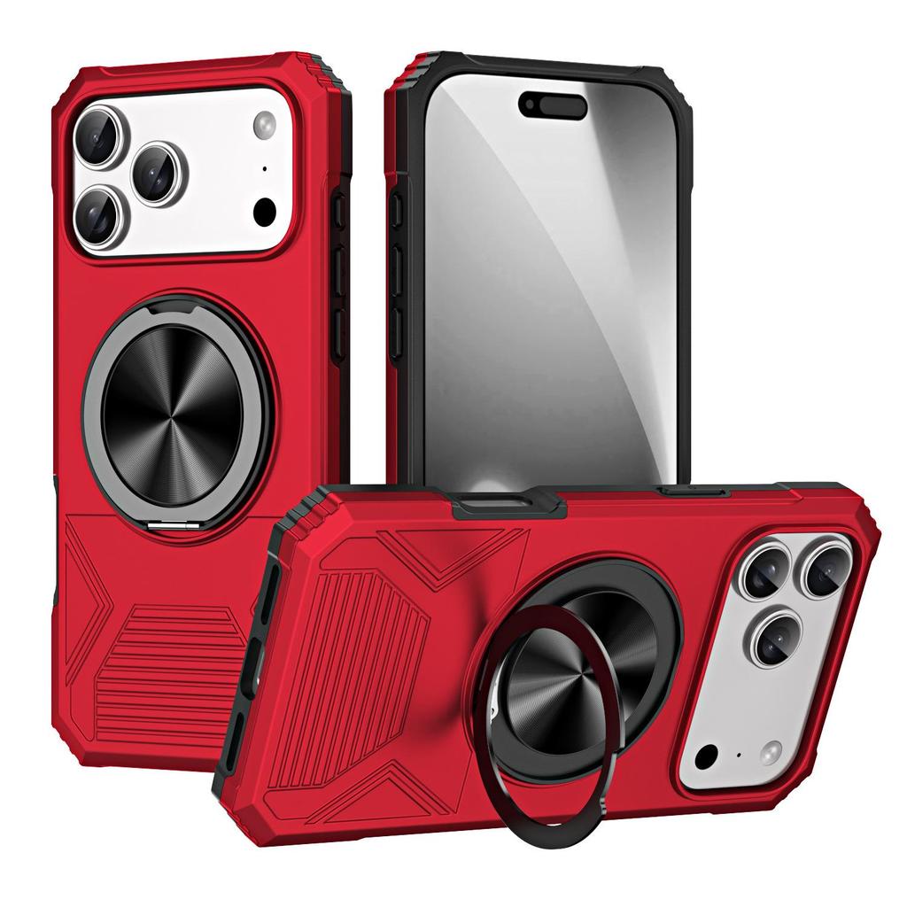 iPhone 17 Pro Max Drop-Proof Magnetic Case with 360° Rotating Ring Stand