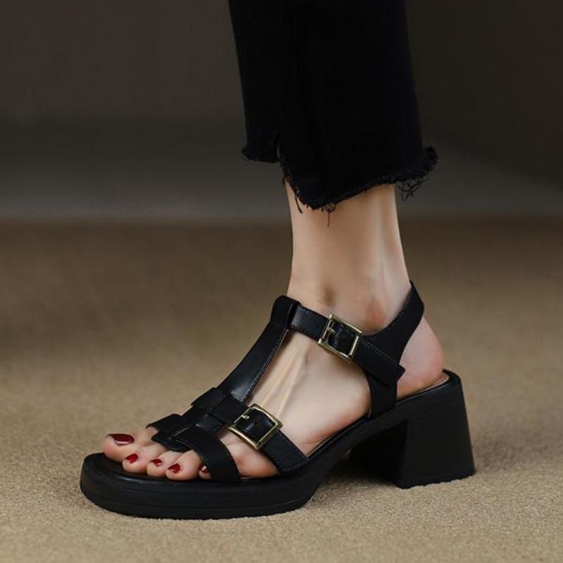 Fashion sandalias de mujer Women's Slippers Outdoor Heel Summer Soft Fabric High Heels Roman Fashion Women's Shoes Luxury Sandals