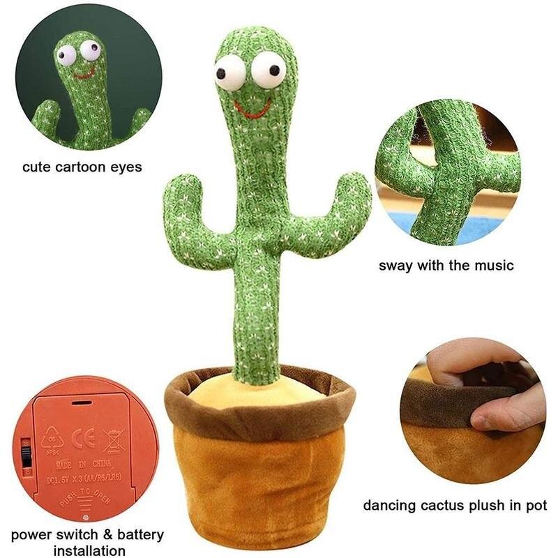 Kids Electronic Shake Dancing Toy with The Song Plush Cute Dancing Cactus Toy Early Childhood Education Toy for Children