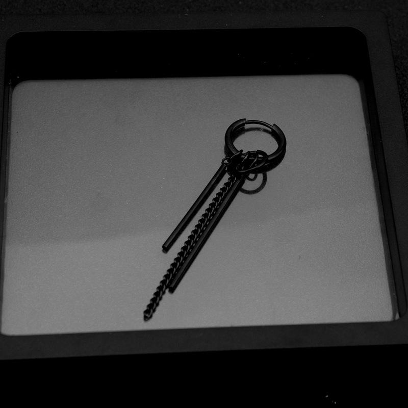 Men's Titanium Steel Hip-Hop Punk Earrings: Japanese-Korean Style, No Piercing Required, Stainless Steel, Unisex, Couple's Design.