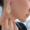Large Feather Earrings, with Delicate Feather Shapes Emitting Charming Radiance and Aura Lucky Grass Pure Silver earrings+Asian Gold Material