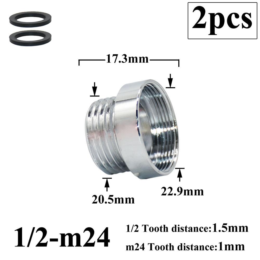 2 יחידות 1/2 שינוי ל- 16 18 20 22 24 26 28 מ"מ חוט זכר נקבה ברז מתאם מטבח חדר אמבטיה פליז Bubbler מים משותף אבזרי