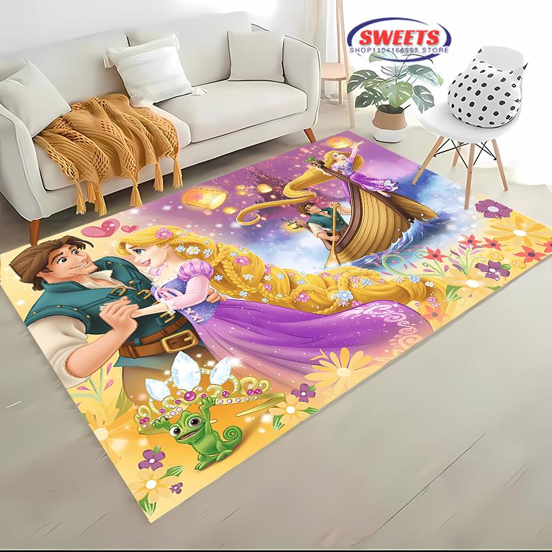3D Princess Cartoon Carpet, Princess Rapunzel Living Room Bedroom Bed Mat, Modern Simple Style, Non-slip Durable Rug Fast Arrive