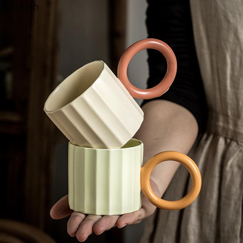 Kreativní velký kulatý hrnek s rukojetí, kancelářský hrnek na vodu, snídaňový jogurtový hrnek na mléko, párty, šálek kávy, evropská keramická sada na pití