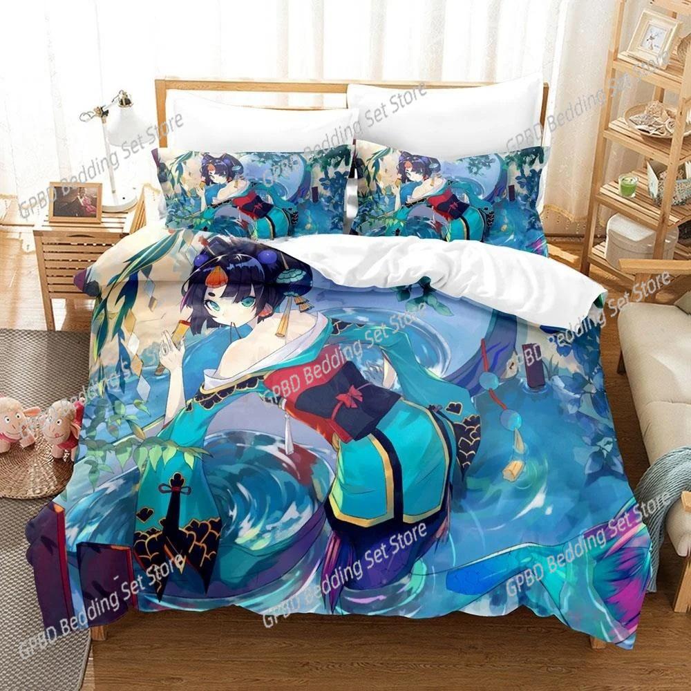 Game Kawaii Girls Onmyoji 3D Bedding Set Duvet Cover Pillowcases Single Twin Full Queen King Size Home Decor Quilt Boys Gift