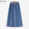ZANZEA Women Elastic Waist Wrap Ruffled Casual Long Skirts