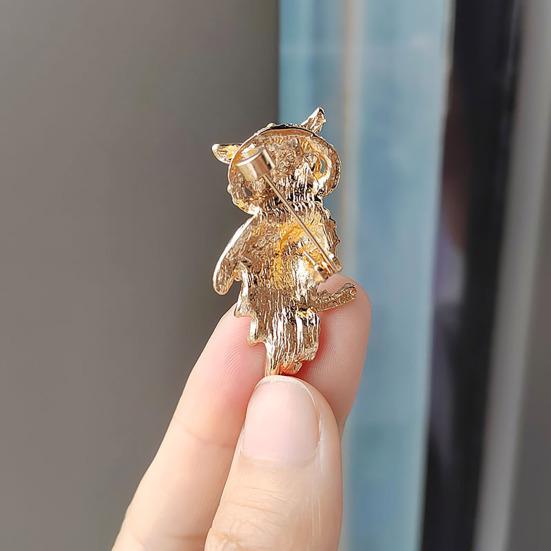 Broșă Formă Bufniță Strălucitoare Strassuri Incrustate Ac Metalic cu Ornament Ochi Negru Accesoriu Compact Portabil Jachete Genți Pălării Bijuterii Cadou