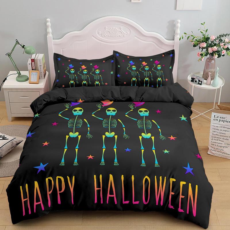 Comforter Halloween Bedding Set Cartoon Pumpkin Twin Queen Microfiber Horror Theme Comforter For Girls Boys Room Decor