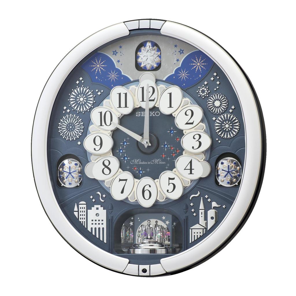 Seiko Clock Wall Quartz Musical Triple Selection 443 x 405 x 97 RE602S Clock, Clock, Clock, Analog, Melody, Silver, mm,