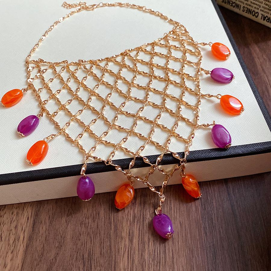 European and American color acrylic shell beaded necklace design sense collarbone chain exaggerated necklace women