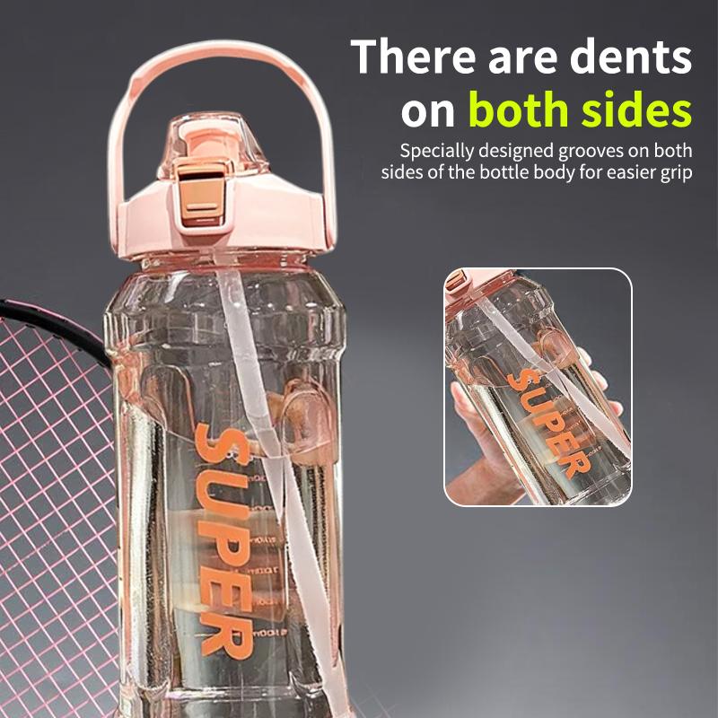 Large-Capacity Sports Water Bottle 2 Liters Trendy Ins Style Straw Cup With Scale Portable Leak Proof Drop Resistant Water Cup