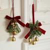 Christmas Jingle Bells Door Hanger Ornament Velvet Bow Pine Cone Bell Pendants For Christmas Decoration 2025 Christmas Gift Noel