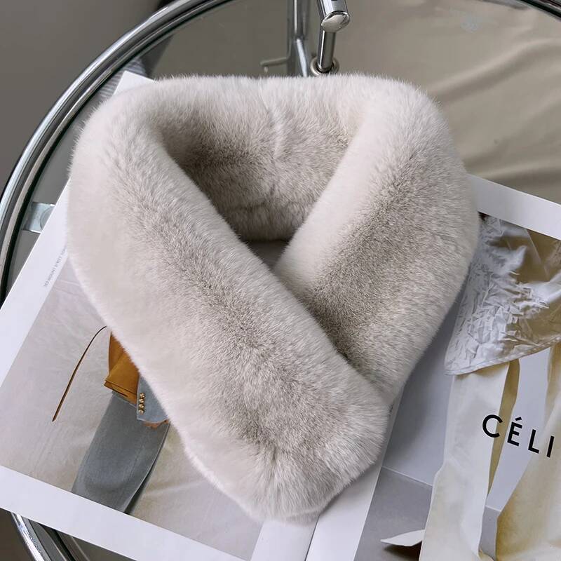 Rex Rabbit Fur Scarf For Women Thick Warm Women s Neckerchief Fashion Ladies Neck Scarves Natural Rex Rabbit Fur Scarves Lady 58cmx8cm лаймовый