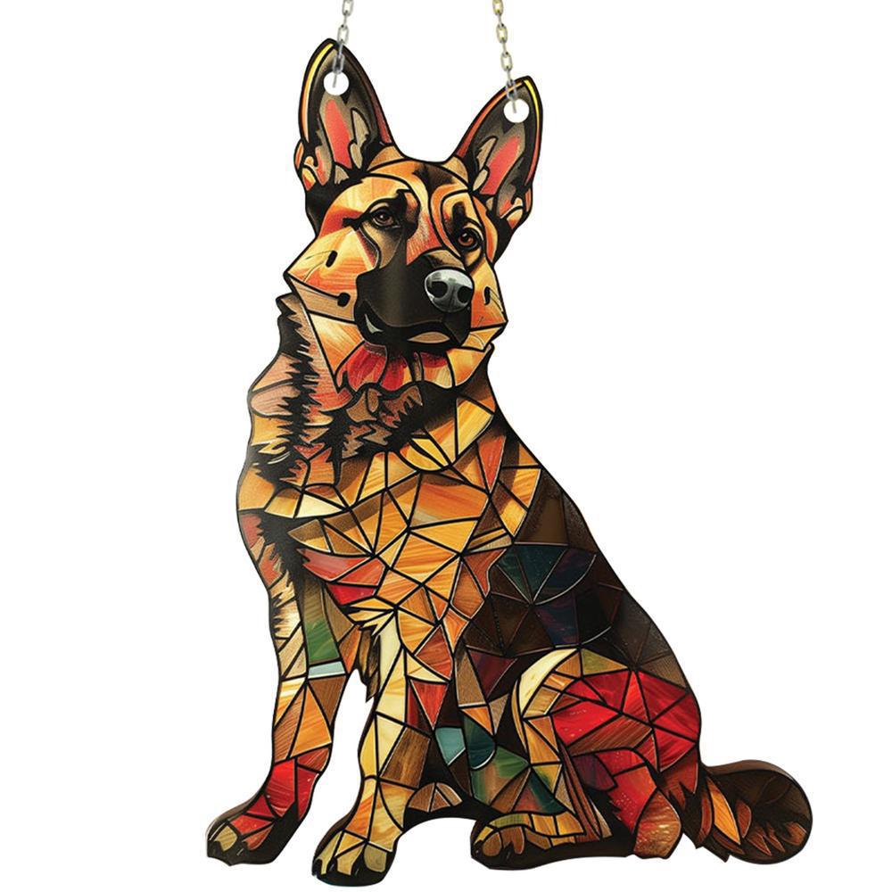 Подвеска с собакой Милая подвеска-ловец снов Животное Подвеска Витражная настенная подвеска Для украшения ловцом снов Дом