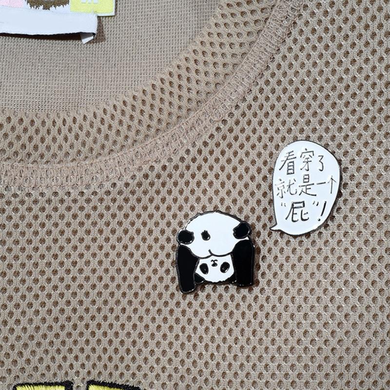 Panda Pins Backpack Pins Alloy Enamel Brooch Funny Panda Brooch Cowboy Badge Pin for Bookbags Clothes Jackets Hat Decor