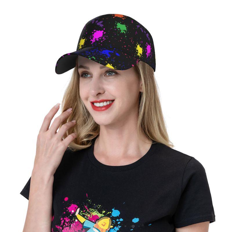 Colorful Paint Splatter Art Snapback Hat for Men Women Hip Hop Style Baseball Cap Adjustable Trucker Sun Hat