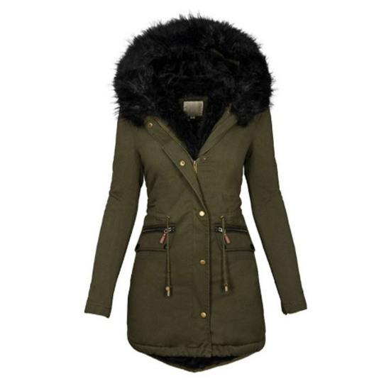 Long Winter Coat for Women Fleece Lined Warm Puffer Jacket Hooded Thicken Parka Overcoat