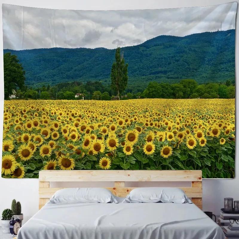 Home Wall Decoration Tapestry Sunflower Field Background Office Living Room Tapestry