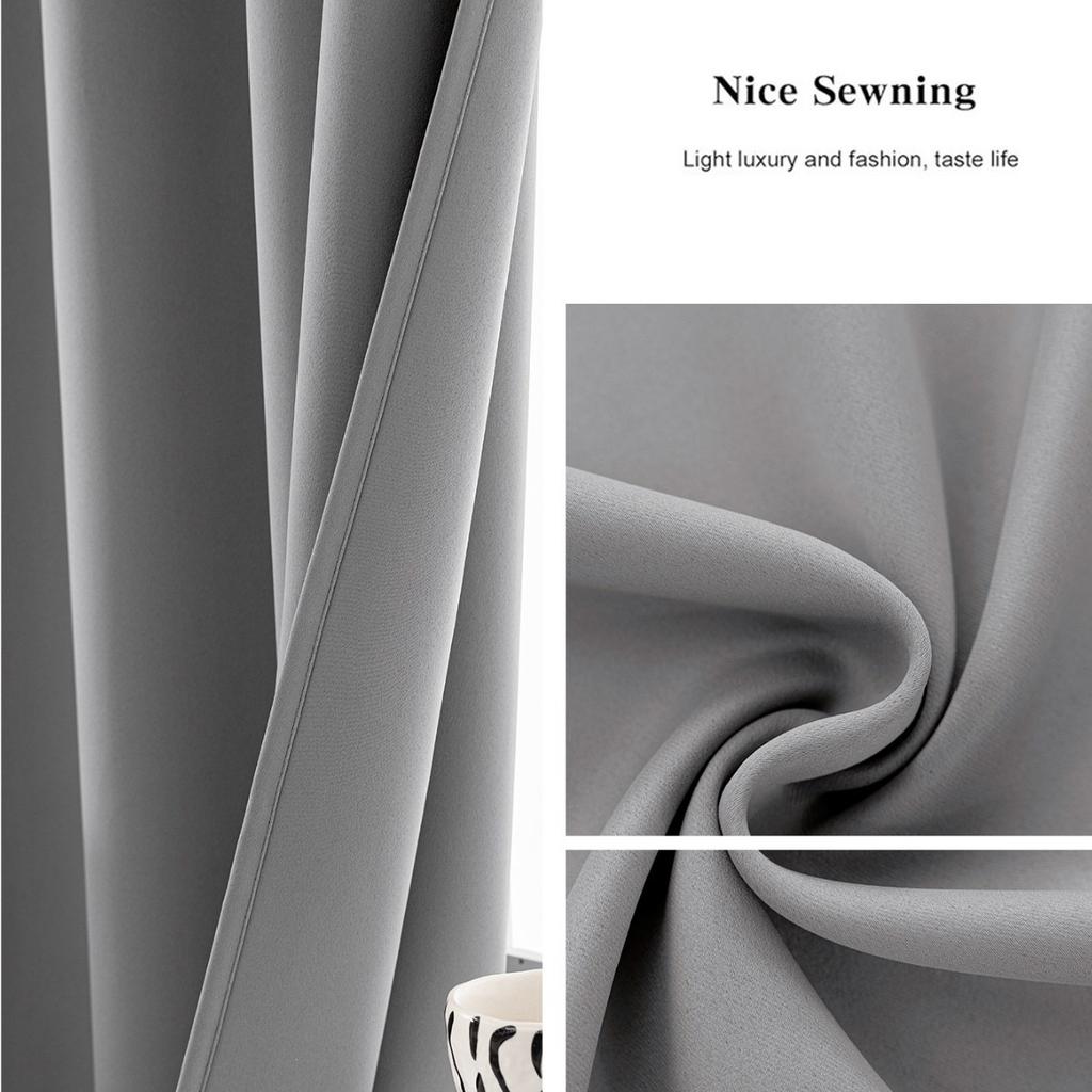High-Precision Curtain Finished Curtain Fabric Solid Color Heat Insulation Window + Shading