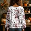 Women's V-Neck Halloween Shirt for Fall, Seasonal Top for Ladies