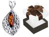 Silver Rocket Pendant with Amber Oxidized Silver Amber Pendant