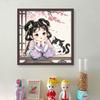 Full Embroidery Eco-cotton Thread 11CT Printed Girl Cross Stitch Kit Art 50x50cm