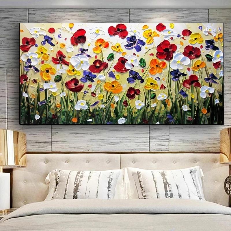 Abstract Flowers Oil Painting On Canvas Wall Art Posters And Prints Wall Pictures For Living Room Bedroom Nordic Art Home Decor