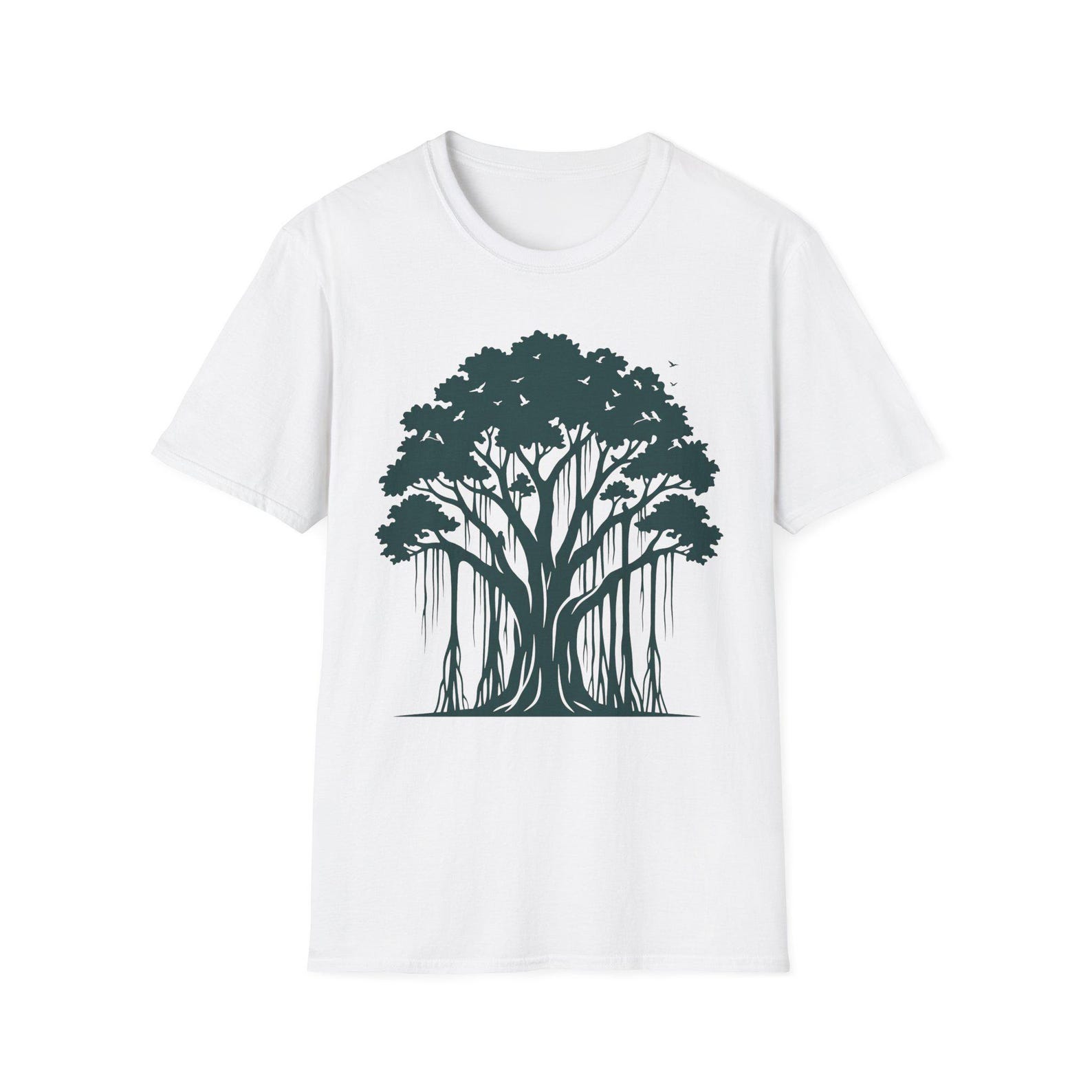Banyan Tree T-Shirt | Tropical Roots Silhouette Tee | Nature Art Gift for Tree Lovers & Travelers S
