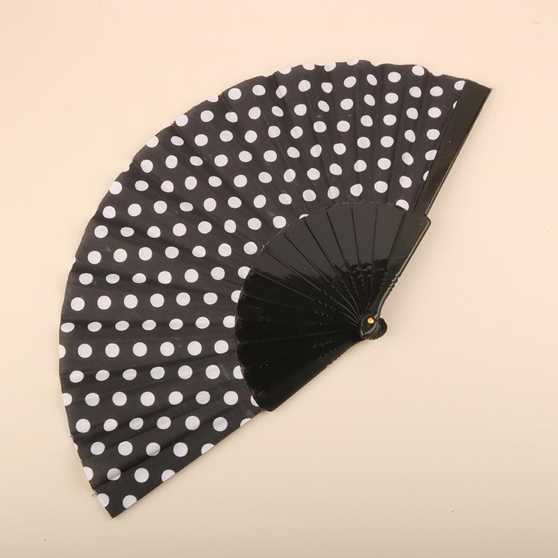 Summer Portable Folding Fan with Polka Dot Printed Fan