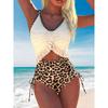 Sexy Leopard Print Bikini Women's High Waist Strap Two-Piece Set Summer New Style Swimming Suit