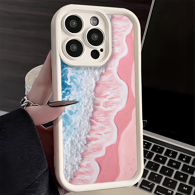 Pink Sunset Beach Dreamy Scenery Phone Case for iPhone 16 17 Air 16E 15 Pro Max 14 Plus 13 12 Mini Capa Soft Shell Silicone Fund