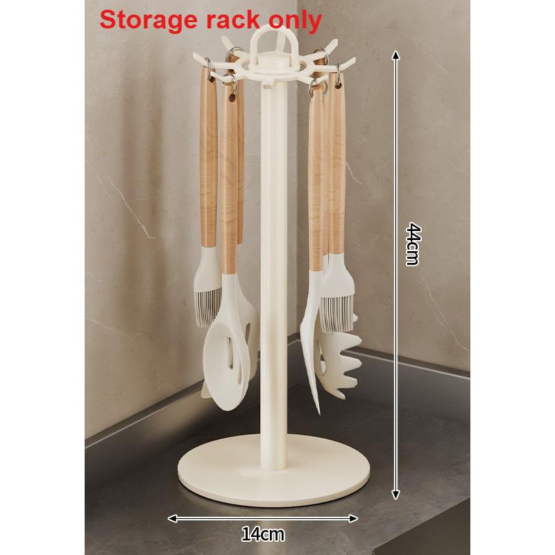 Kitchen Rotating Hook Utensil Rack Countertop Organizer for Spatula Spoon Ladle Cooking Tools Storage белый