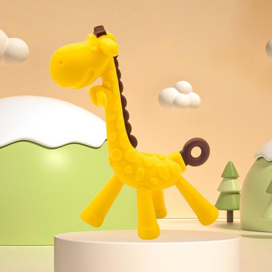 yangyizhi Baby Giraffe Teether, Silicone Chewing Toy for Soothing Gums, Anti-Choking Guard, Food Grade BPA-free Teething Relief Infants