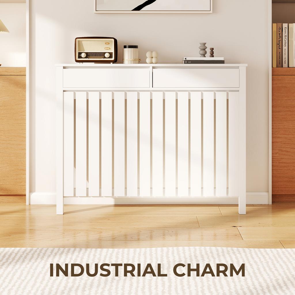 93 X 119cm Rustic Look Radiator Cover White