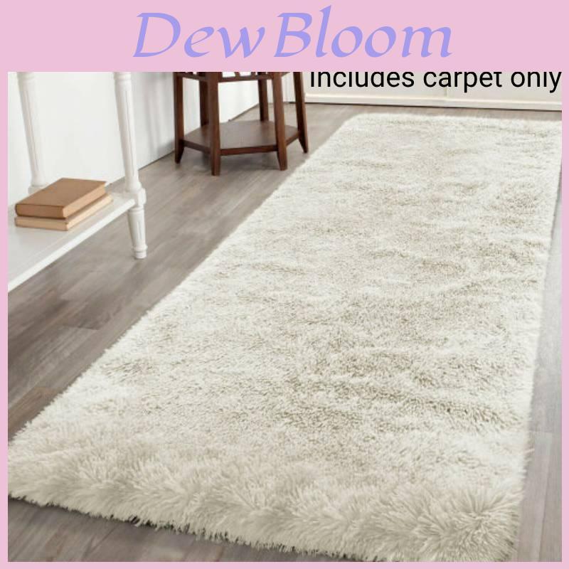 Nordic Style Long Fur Carpet For Living Room And Bedroom Soft And Washable Pure White Color