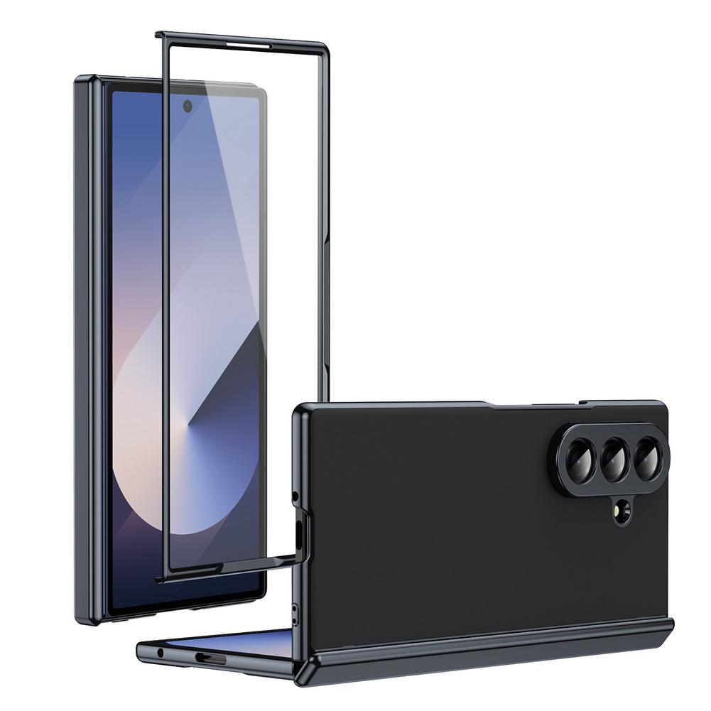 AG Frosted Backplate Plated Bezel Spring Hinge Glass Protector Case For Samsung Z Fold 7 Fold Special Galaxy Z Fold 6 5 4 Cover