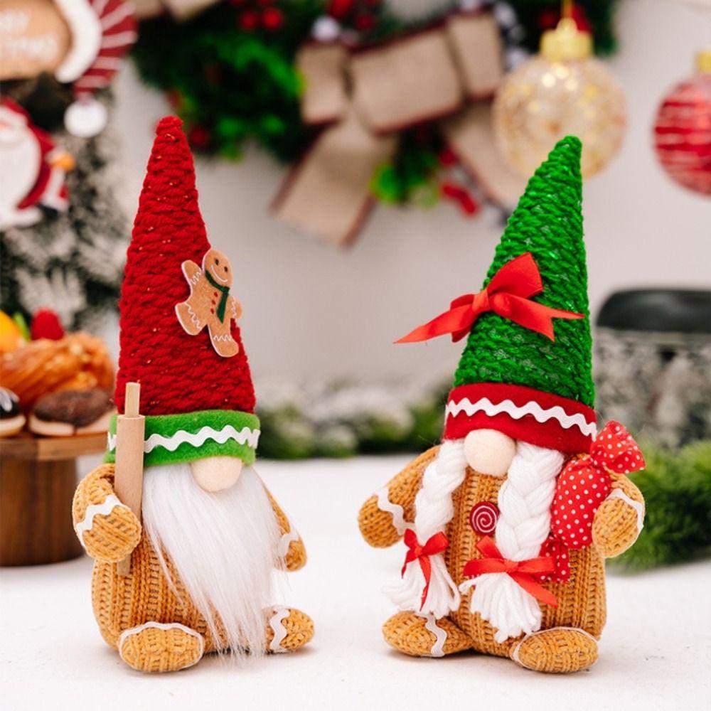 Long Hair/Long Beard Gingerbread Dwarf Dolls Rolling Pin Winter Gnomes Decorations  Thanksgiving