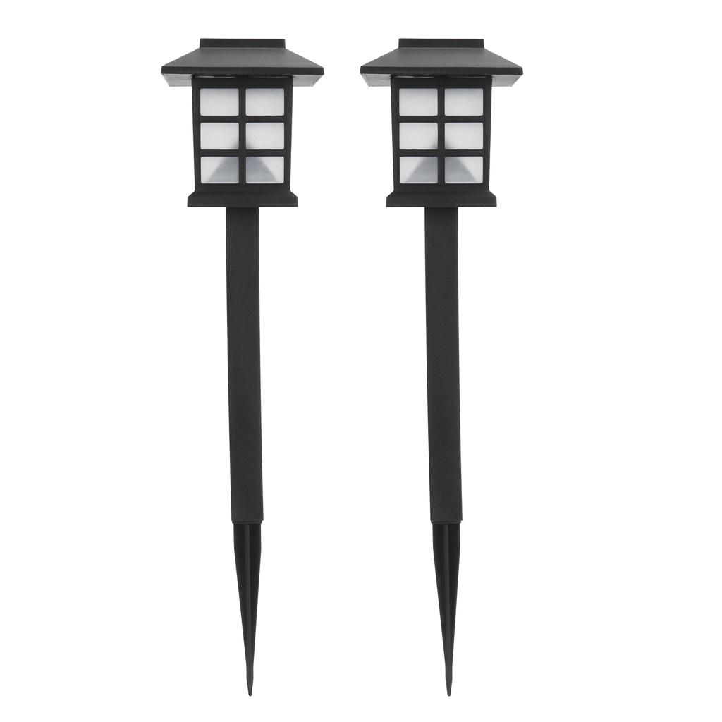 2Set LED Solar Lawn Light Waterproof Small House Shaped Stake Light Walkway Light White Light