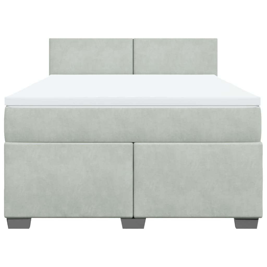 Vidaxl Letto Continentale Con Materasso, Grigio Chiaro, Velluto, 140X190Cm