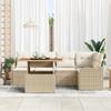 Ensemble de Canapé de Jardin 6 Pièces avec Coussins Beige Poly Rotin 3358199
