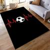 Soccer Ball with Red Heartbeat Line Pattern Black Carpet Rug Suitable for use as an anti-slip for living room bedroom sofas