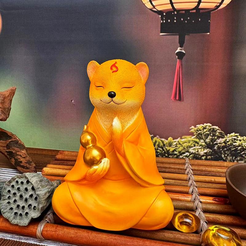 Yellow Weasel Zen Ornament: Immortal True Form for Home, Office, or Car Décor and Tea Pet.