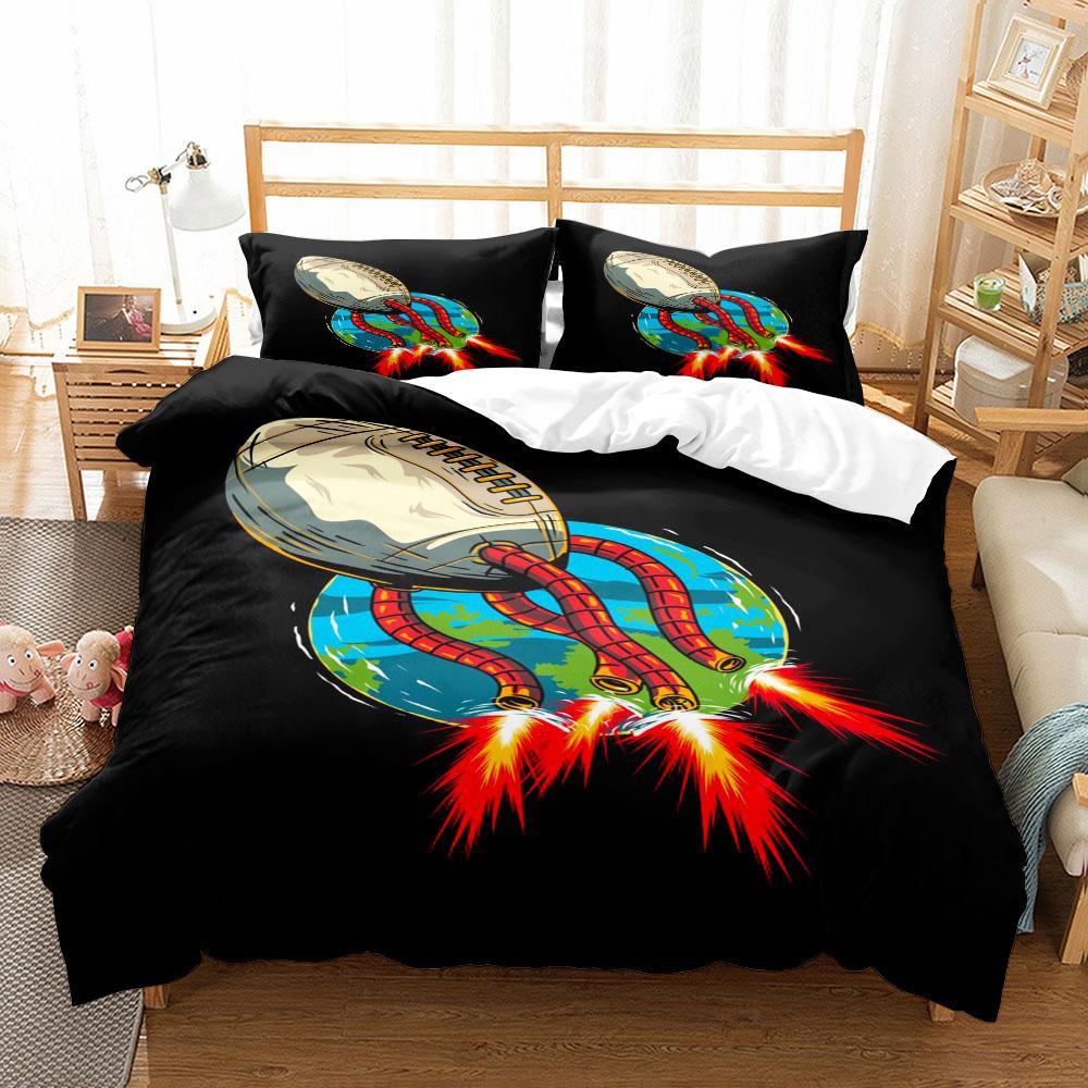 Juego de Funda Nórdica de Fútbol Americano Acuarela Tamaño King Queen Doble Full Twin Individual Juego de Ropa de Cama