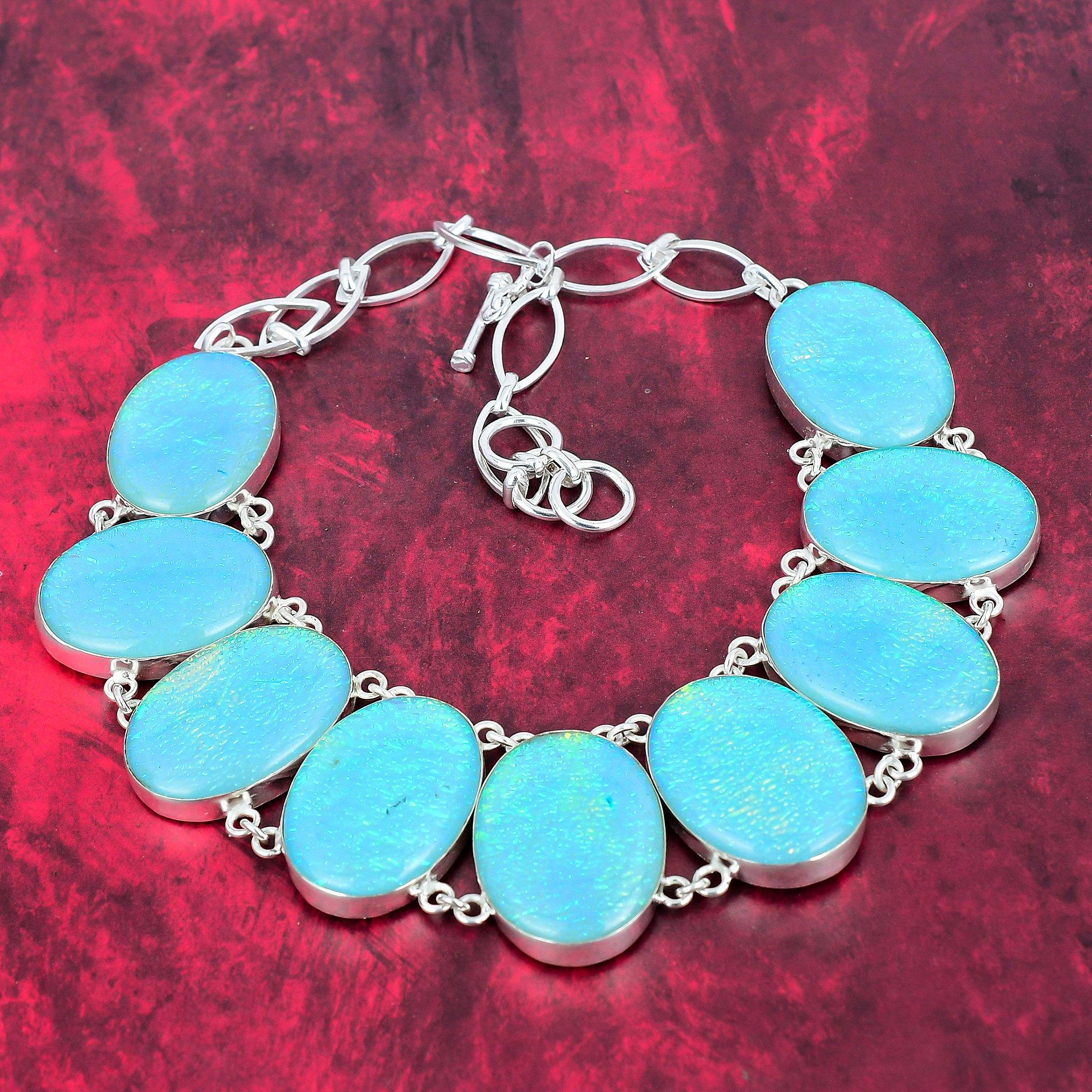 

Ожерелье с синим австралийским опалом, ювелирные изделия из драгоценных камней, ожерелье из стерлингового серебра 925 пробы, регулируемая цепочка ручной работы, ювелирные изделия Adjustable with 18 inches синий