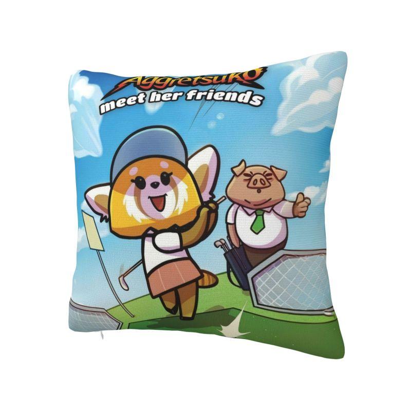 Custom Luxury Japan Anime Aggretsuko Cartoon Cushion Cover 40x40cm Polyester Pillow for Car Square Pillowcase Home Decor