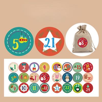 24 Teile/los Weihnachten Advent Kalender Anzahl PVC Dicht Aufkleber Für Neue Jahr Weihnachten Süßigkeiten Tasche Geschenk Box Unterschrift Label Siegel aufkleber